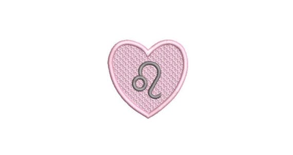 Leo Heart Patch Zodiac Embroidery Design -  Machine Embroidery File designs - 4x4 inch hoop - instant download - Star Signs Embroidery