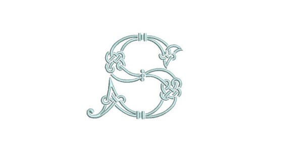 Antique S Knotted Monogram -  Machine Embroidery File design - 4x4 inch hoop - Vintage Monogram