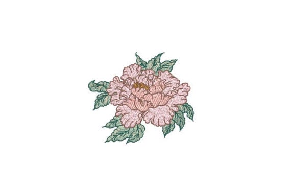Blush Pink Peony Machine Embroidery File design - 4 x 4 inch hoop - Peony Embroidery File