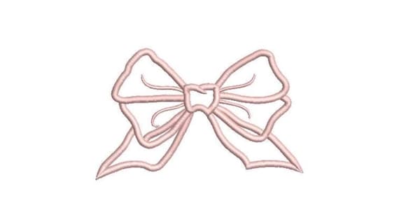 Blush Bow Applique Machine Embroidery File design 5x7 hoop - Ribbon Bow Applique Download