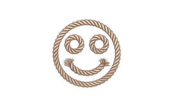 Rope Face Machine Embroidery File design -  4 x 4 inch hoop - happy Face Embroidery Design