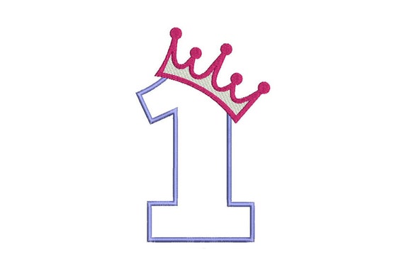 Crown ONE First Birthday Appliqué  Machine Embroidery File design 5x7 hoop - Instant download