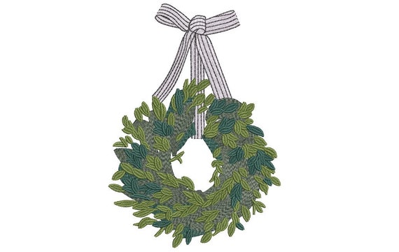 Ribbon Wreath Embroidery - Machine Embroidery File - design 5x7 inch hoop - Monogram frame