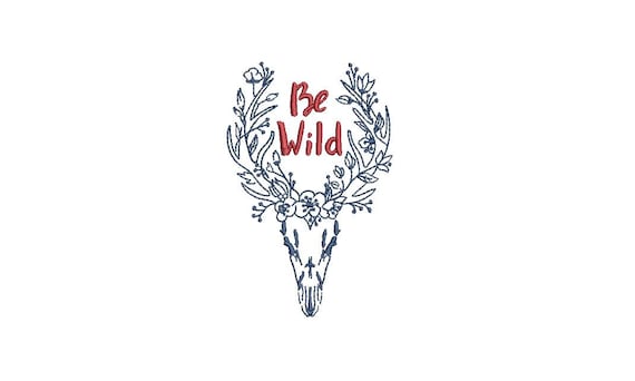 Machine Embroidery Antlers Be Wild Bohemian Machine Embroidery File design 4x4 inch hoop