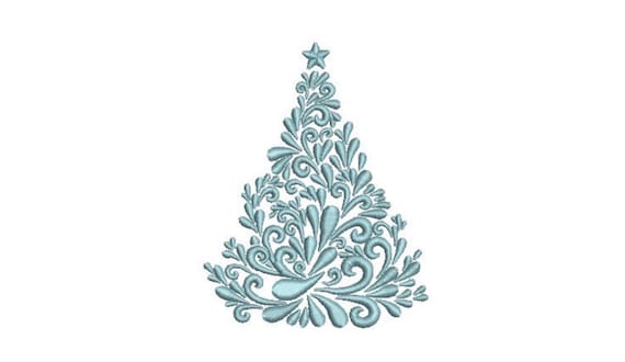 Damask Xmas Tree - Machine Embroidery File design - 4 x 4 inch hoop - Chinoiserie Christmas Tree Embroidery