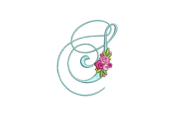 Pretty Rose Script LETTER S  Machine Embroidery File design - 5 x 7 inch hoop - Monogram design