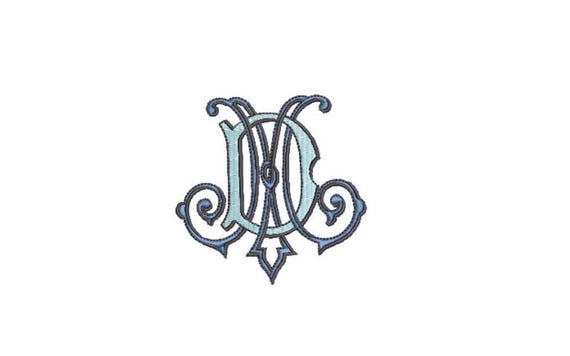 Antique D M Monogram or M D  -  Machine Embroidery File design - 3x3 inch hoop - Vintage Monogram Design
