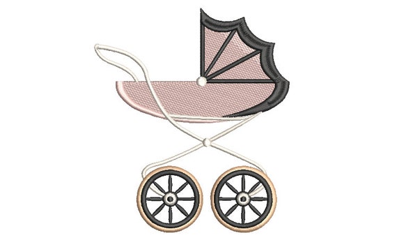 Classic Pram Machine Embroidery File design - 5x7 hoop - Instant Download - Baby Embroidery Download