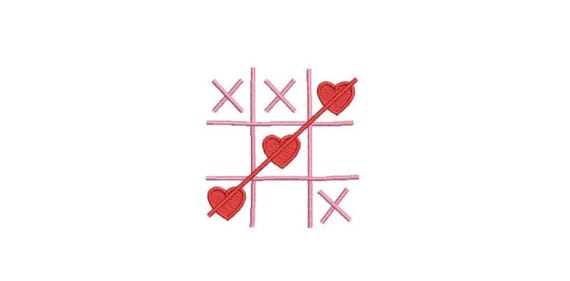 Hearts and Crosses Machine Embroidery File design - 3 x 3 inch hoop - instant download - Valentines Embroidery Design