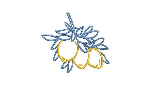 Lemon Sketch Machine Embroidery File design - 4 x 4 inch hoop - Citrus embroidery File Download