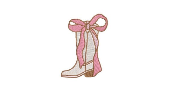 Cowgirl Boot and Bow Machine Embroidery File design - 4x4 inch hoop - Monogram Frame - Coquette Embroidery