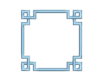 Greek Key Square Monogram Frame -  Machine Embroidery File design -  5x7 hoop - Square Border Frame