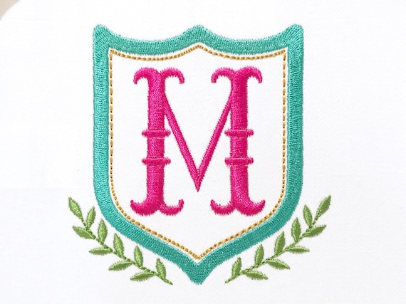 Vine Crest Machine Embroidery File design 5x7 inch hoop - Monogram Frame