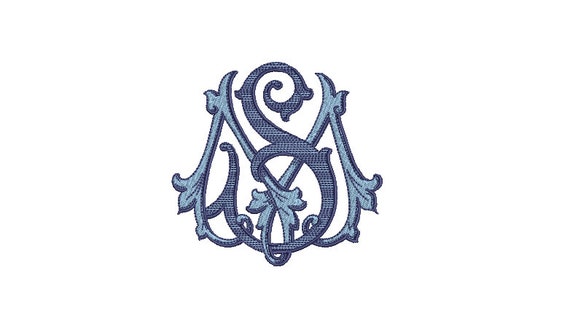 Victorian S M Monogram -  Machine Embroidery File design - 4x4 inch hoop - Vintage Monogram