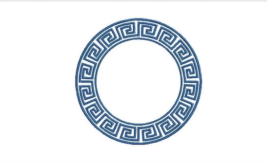 Greek Key Circle Monogram Frame -  Machine Embroidery File design -  4x4 hoop - Round Border Frame