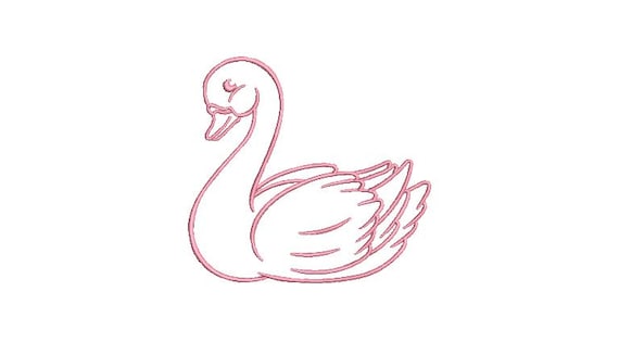 Swan Embroidery - Baby Swan Machine Embroidery File design 4x4 inch hoop - instant download - Swan Outline File