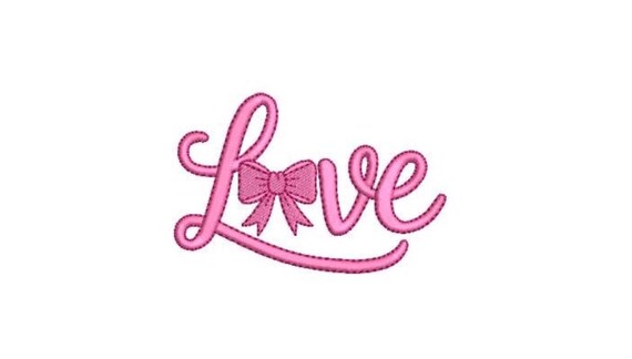 Love word with Bow Machine Embroidery File design  - 4x4 inch hoop - Valentines Embroidery Design - Coquette Embroidery File