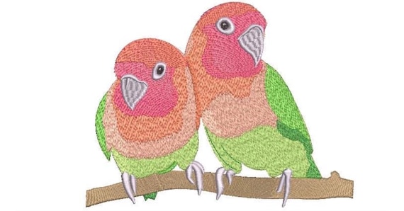 Lovebirds Machine Embroidery File - 8x8 inch hoop Embroidery Design - Birds Embroidery Design Download