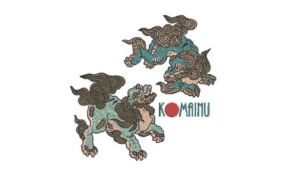 Japanese Komainu Dragon Embroidery Design -  Urban Modern Machine Embroidery File design - 6x10 inch hoop - instant download