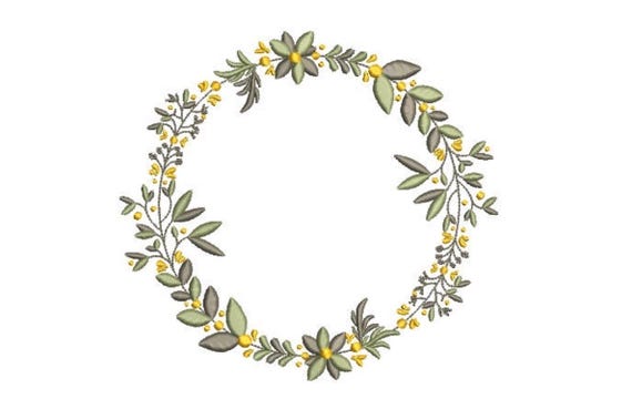 Boho Yellow Wildflower Wreath Machine Embroidery File design -  6x10 inch hoop - Machine Embroidery Design