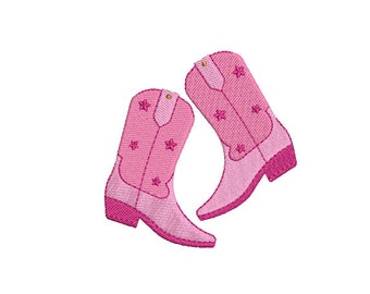 Pink Star Cowgirl Boots Machine Embroidery File design - 4x4 inch hoop - Monogram Frame - Coquette Embroidery