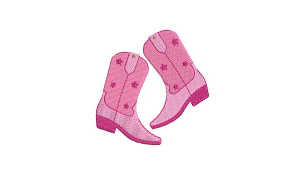 Pink Star Cowgirl Boots Machine Embroidery File design - 4x4 inch hoop - Monogram Frame - Coquette Embroidery