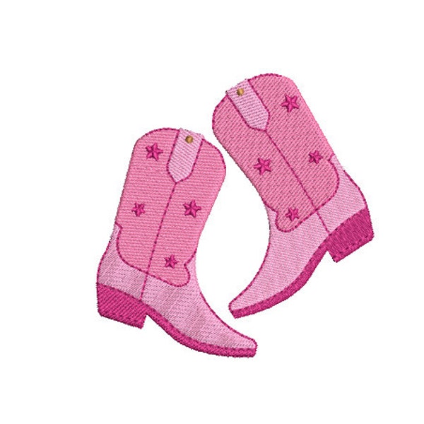 Pink Star Cowgirl Boots Stickmuster, 10x10cm Stickrahmen, Maschinenstickerei, Maschinenstickerei