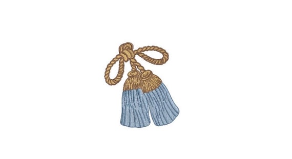 Blue Bow Tassels Machine Embroidery File design - 4x4 inch hoop - instant download