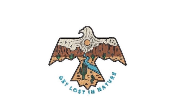 Nature Eagle  - Machine Embroidery File design - 4x4 inch hoop - Cap design - patch design