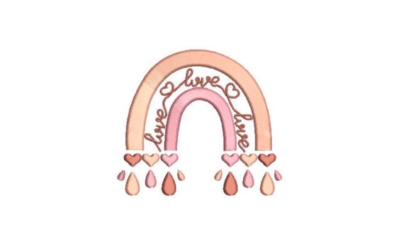 LOVE Rainbow - Machine Embroidery File design - 4x4 inch hoop - Monogram Frame - Rainbow Embroidery Design