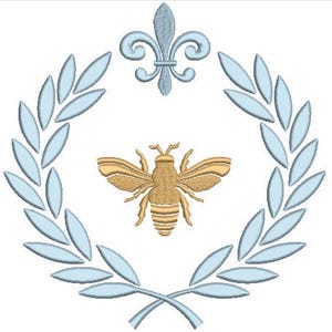 Laurel de abeja francesa - Diseño de archivo para bordado a máquina - Bastidor de 8 x 8 pulgadas - Marco para monograma - Descarga instantánea