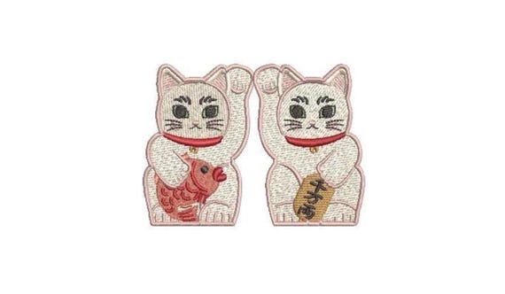 Lucky Cats - Machine Embroidery File design  - 4x4 hoop - Lunar New Year - Lucky Kitty Cat Design