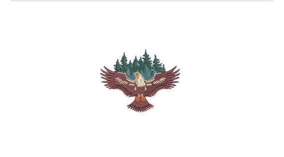 Eagle Trees - Machine Embroidery File design - 4x4 inch hoop - Cap design - patch embroidery design - 3 inch Eagle Embroidery File