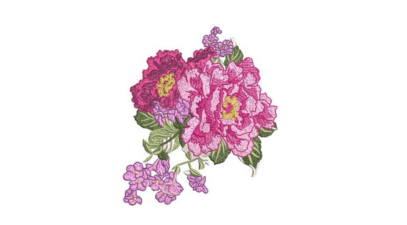 Peony Floral Embroidery - Flower Machine Embroidery File design - 5x7 inch hoop - instant download