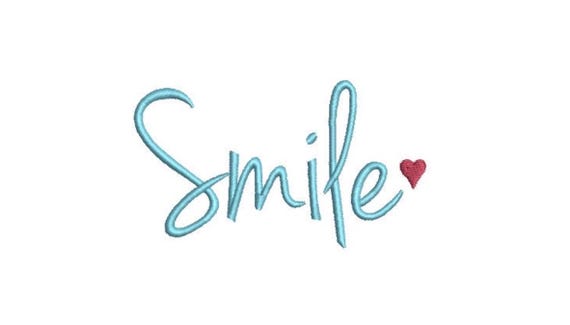 Smile Machine Embroidery File design -  4 x 4 inch hoop - Heart embroidery - Happy Quote