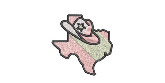 Texas State TX - Western Machine Embroidery File design - 4x4 inch hoop - Cowgirl and Cowboy Hat Design