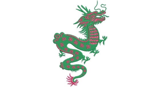Chinese Dragon Embroidery Design -  Urban Modern Machine Embroidery File design - 5x7 inch hoop - instant download