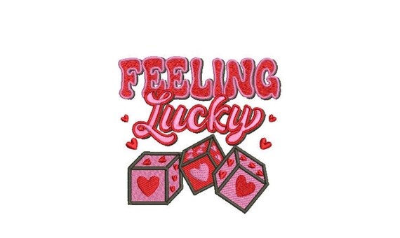 Feeling Lucky Machine Embroidery File design -  4 x 4 inch hoop - Lucky embroidery - Happy Quote