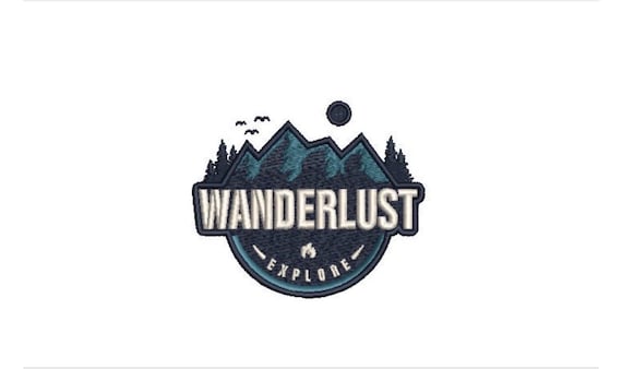 Wanderlust Explore Embroidery Design - Hiking Embroidery Design -  Machine Embroidery File design 4 x4 inch hoop