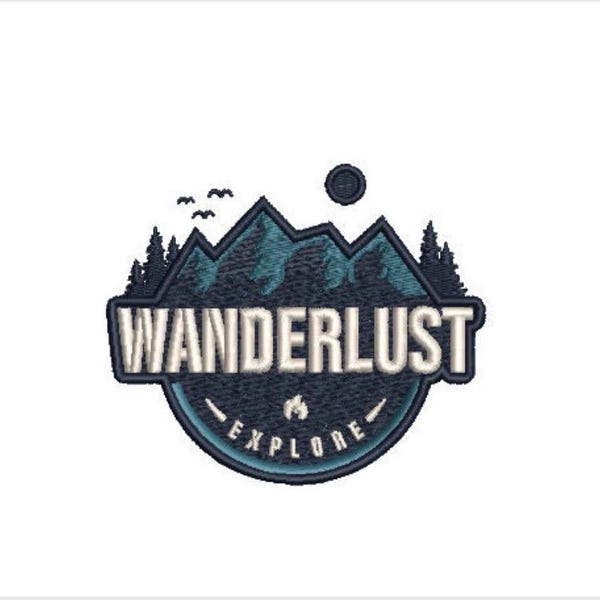Design de Bordado Wanderlust Explore - Design de Bordado para Caminhadas - Arquivo de Bordado à Máquina para Bastidor 4x4 polegadas