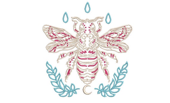 Artistic Bee Machine Embroidery File - 5 x 7 inch hoop - Bird embroidery file - Machine Embroidery Design digital download