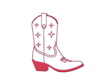 Cowgirl Boot - Cowboy Boot Machine Embroidery File design - 4x4 inch hoop - Star Boot File