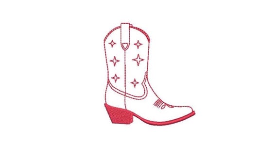Cowgirl Boot - Cowboy Boot Machine Embroidery File design - 4x4 inch hoop - Star Boot File