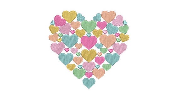 Heart Of Hearts - Machine Embroidery File design - 5x7 inch hoop - Instant Download - Loveheart Embroidery design