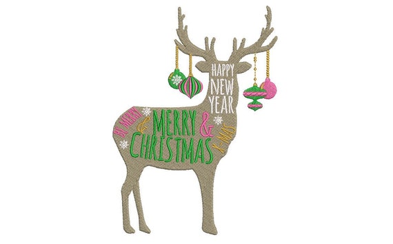 Reindeer Ornaments Christmas Embroidery - Xmas Machine Embroidery File design - 5x7 hoop - Christmas Deer - instant download