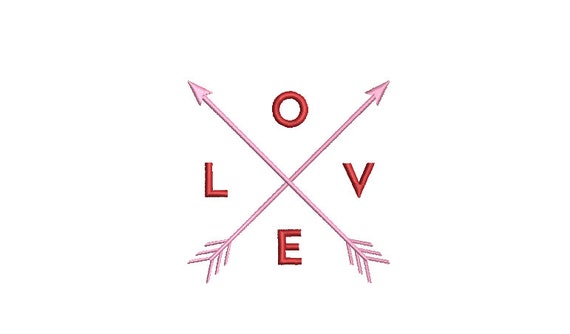 LOVE Arrows Machine Embroidery File design - 4 x 4 inch hoop - instant download - Valentines Embroidery Design