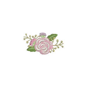 Pink Flowers Machine Embroidery File design 4 x 4 inch hoop -  Rose Embroidery