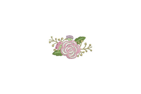 Pink Flowers Machine Embroidery File design 4 x 4 inch hoop -  Rose Embroidery