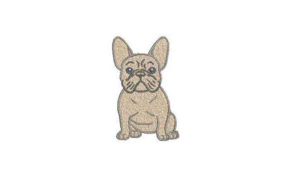 French Bulldog Machine Embroidery File design - 4x4 inch hoop - Blue Fawn Frenchie Embroidery