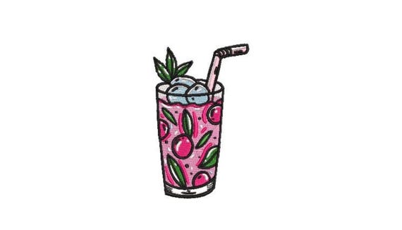 Cherry Bomb Cocktail - Machine Embroidery File design  - 4x4 hoop - Celebration embroidery - Cherry Download File